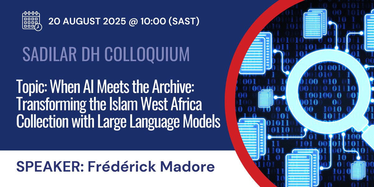 Join us for a lively discussion on transforming the Islam West Africa collection with large language models with Frédérick Madore. 

Register here: bit.ly/44Rmg71