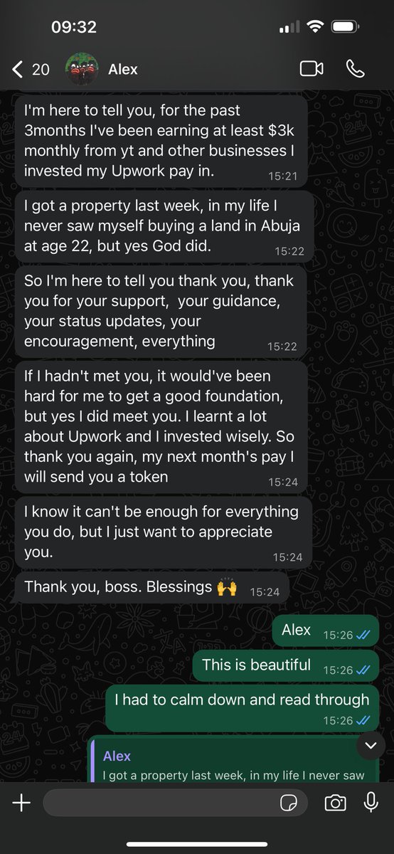 HopeRemy's tweet image. One of my Upwork One on One Mentorship students sent me a message on Saturday afternoon and I almost got teary.
I coached him on Upwork last year, he started earning on the platform and also invested that money in other businesses.
Alex is a 22 year old orphan and now he’s got…