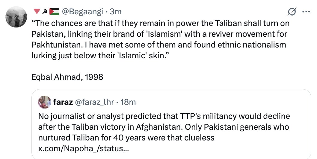 Hamzakk's tweet image. Taliban didn't remain in power. USA invaded them precisely on the pretext of "islamism" and bombed pashtuns indiscriminately for 20 years. no wonder they have become "nationalists"
3rd world marxism will keep failing long as they remain wedded to european enlightenment thinking