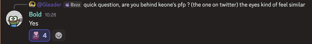 0xGleader's tweet image. I feel so stupid for only understanding now that keone's pfp was made by boldleonidas
like dude I even just saw now the signature when copy pasting it 😭😭