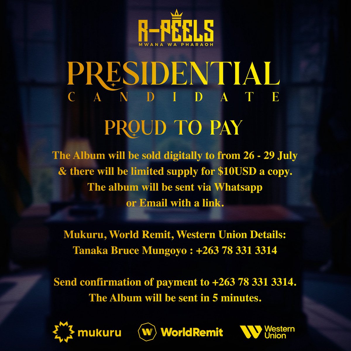 R_peels's tweet image. 1 Day Left to the PRESIDENTIAL ALBUM 📌

Thank you to all those who are supporting me through the proud to pay campaign .Swipe Right to get an exclusive listen before tomorrow ‼️