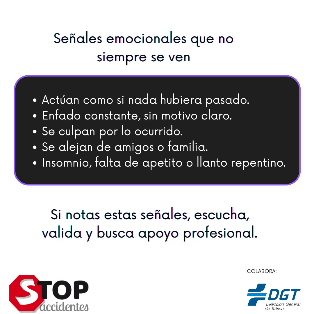 Cuando un #adolescente sufre un siniestro vial, su cuerpo puede sanar… pero su mente también ...
Sabemos lo importante que es ponerle palabras al dolor, y sostenerlo con empatía.
#ApoyoEmocional #SaludMentalEsPrioridad #StopAccidentes <a href="/DGTes/">Dir. Gral. Tráfico</a>