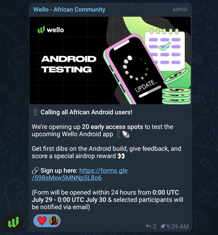 want in ?👀

join here - t.me/welloafrica

be quick! only available for 20 people.🥂