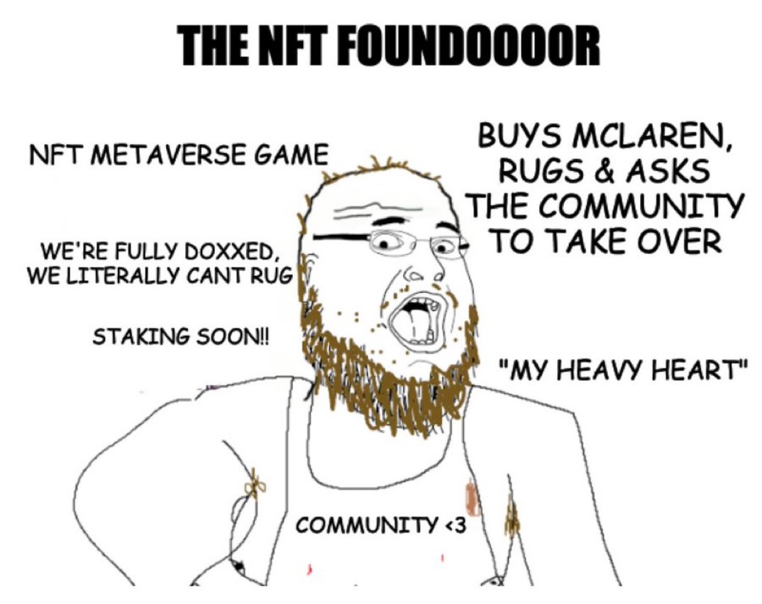 It's hilarious to see how many NFT 'founders' have recently crawled out of their hole from scamming in the trenches &amp; are suddenly bullish on NFTs now that they're showing life. "We've been working super hard over the last few years under the radar". Yeah OK