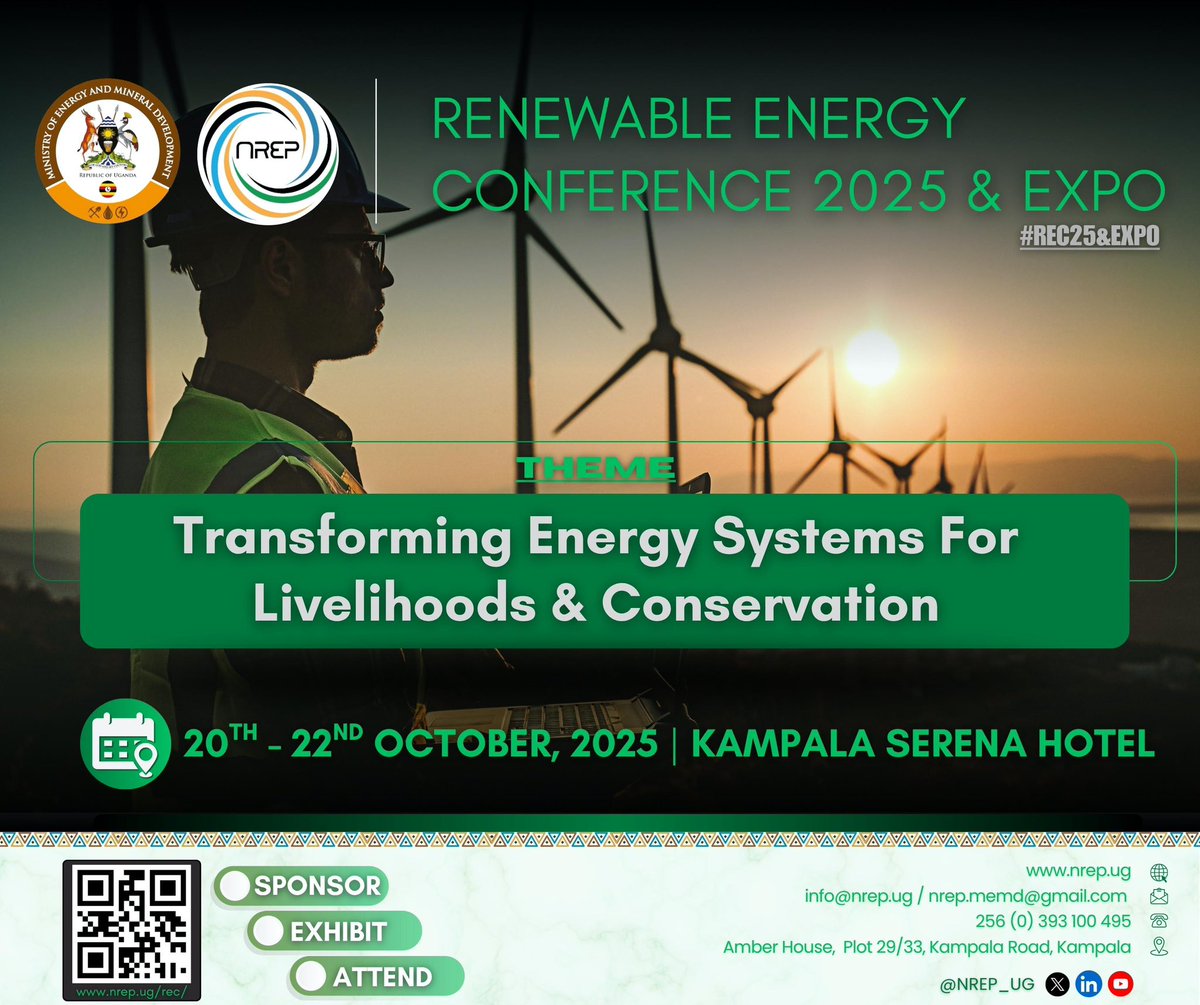 Are you an innovator, startup company, or institution with transformative energy-related solutions that can help advance Uganda’s energy transition?  

Showcase your work at the Renewable Energy Conference 2025 and Expo #REC25 -Serena Hotel and connect with investors,