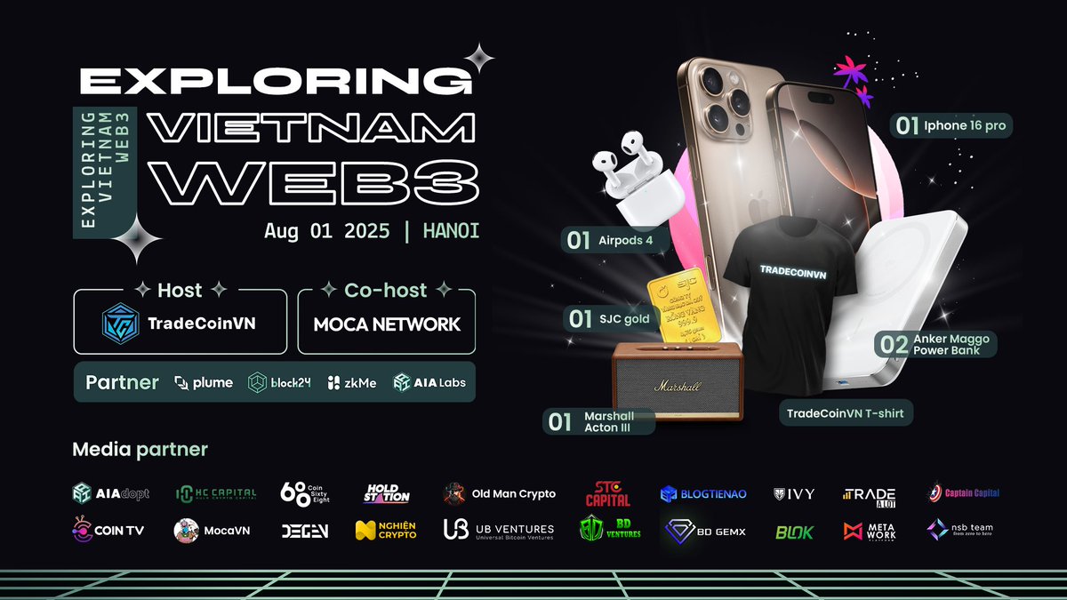 TCVNcommunity's tweet image. 🔥 ĐẾM NGƯỢC ĐẾN SỰ KIỆN EXPLORING VIETNAM WEB3
Chỉ 4 ngày nữa là đến một trong những event lớn nhất trong năm 2025 mà TradeCoinVN tổ̉ chức, Exploring Vietnam Web3 hứa hẹn sẽ quy tụ rất nhiều ae tài năng và đam mê với thị trường Crypto.
Hàng loạt phần…