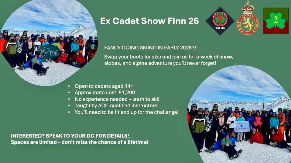 2nd (NI) Battalion ACF (@2niacf) on Twitter photo Ex Snow Finn 26 โ Pisa, Italy! ๐ฎ๐น๐ฟ
Donโt miss this epic ski trip in March 26 with 1st (NI) Bn ACF! Learn new skills, hit the slopes, and make amazing memories. โ๏ธโท๏ธ
Speak to your DC ASAP to register your interest!
<a href="/1NIACFENGAGE/">1 (NI)Battalion Communities Assistant Commandant</a> Ex Snow Finn 26 โ Pisa, Italy! ๐ฎ๐น๐ฟ
Donโt miss this epic ski trip in March 26 with 1st (NI) Bn ACF! Learn new skills, hit the slopes, and make amazing memories. โ๏ธโท๏ธ
Speak to your DC ASAP to register your interest!
<a href="/1NIACFENGAGE/">1 (NI)Battalion Communities Assistant Commandant</a>