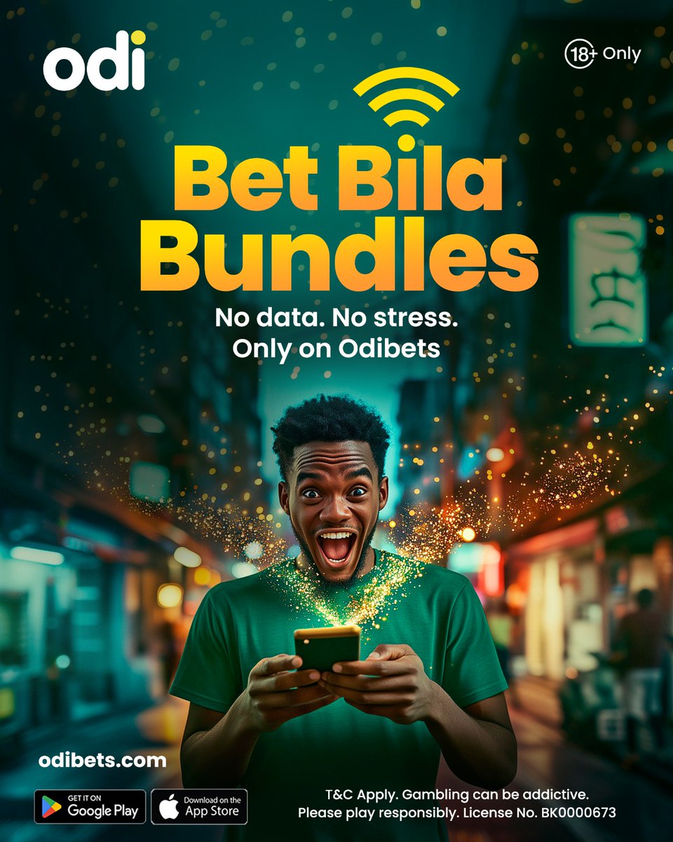 OdibetsOfficial's tweet image. ODIBETS BET BILA BUNDLES! 🔥
Bet kama boss on your favourite teams/games kwa site odibets.com au app 📱 app.odibets.com BILA MALIPO ya data… Maneno ya kufikiria bundles? Acha hizo!
Ingia site, chambua games, seti ukuwe mshindi!
⚠️ Strictly 18+. Cheza…