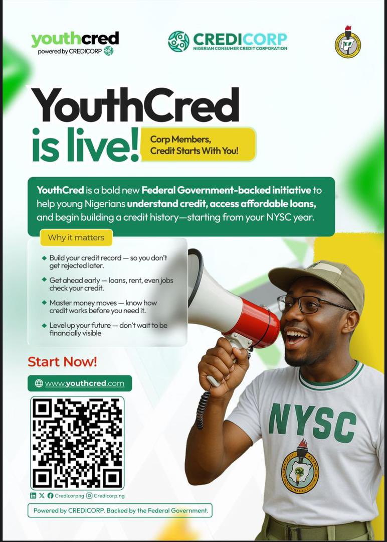 NIGERIAN YOUTHS pls read: 

2: you will recall the President’s speech 
on June 12, he approved that 400,000 young Nigerians including Youth Corp members with Consumer Credit. 

3: Today, that promise comes to life with beneficiaries by the minute. (As you read this message, the
