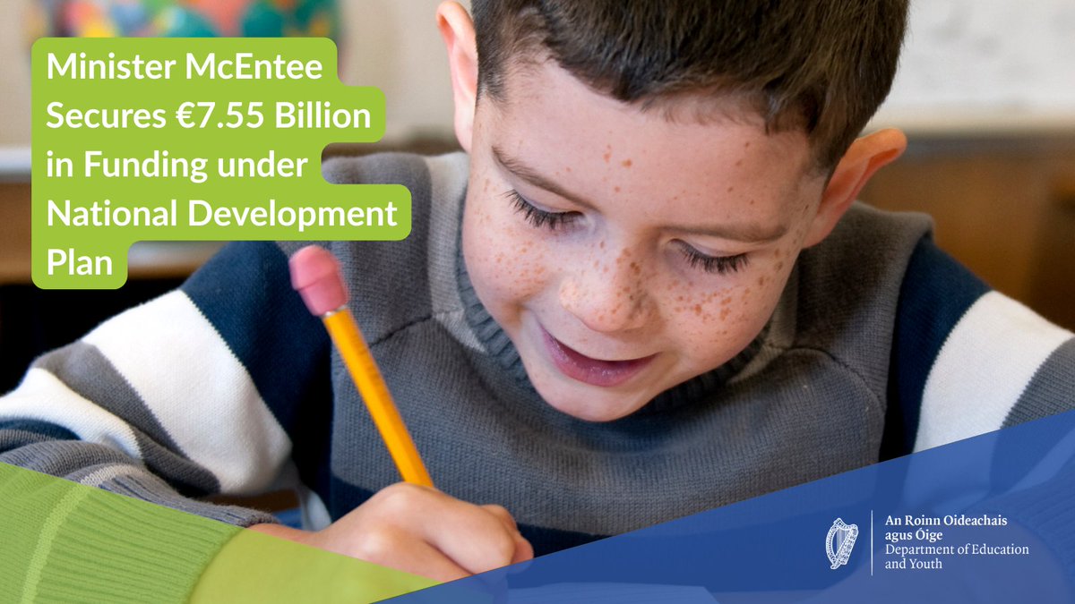 Education_Ire's tweet image. Minister McEntee Secures €7.55 Billion in Funding under National Development Plan
14,000 school places in special classes and special schools to be Prioritised Large Scale and Additional Accommodation Schemes to Deliver Additional Capacity
gov.ie/en/department-…