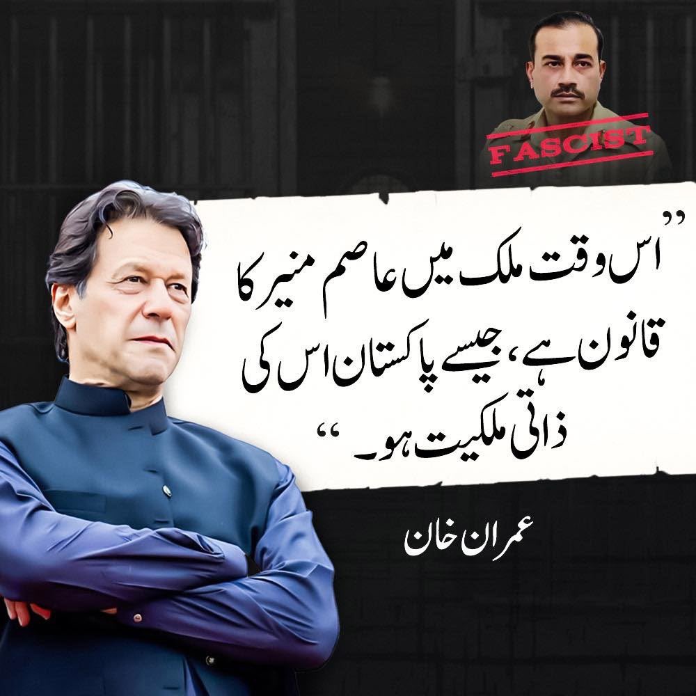 “اس وقت سینیٹ، قومی اسمبلی، وزیراعظم اور صدر سب غیر قانونی ہیں۔ ایک جعلی آئینی عدالت بنا کر ہماری نشستیں کم کی گئیں۔ جو تاریخ میں کبھی نہیں ہوا کہ ایک جماعت کی نشستیں کسی اور کو دے دی جائیں۔ وہ آئینی عدالتیں جن میں انصاف ملنا چاہیے، آج وہاں عاصم منیر نے اپنے ذاتی نوکر بٹھا رکھے
