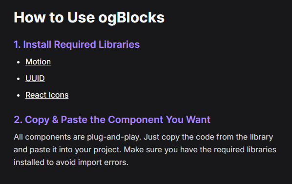 ItsKaranKK's tweet image. Using ogBlocks is this simple
No installation, no dependencies, no bullshit