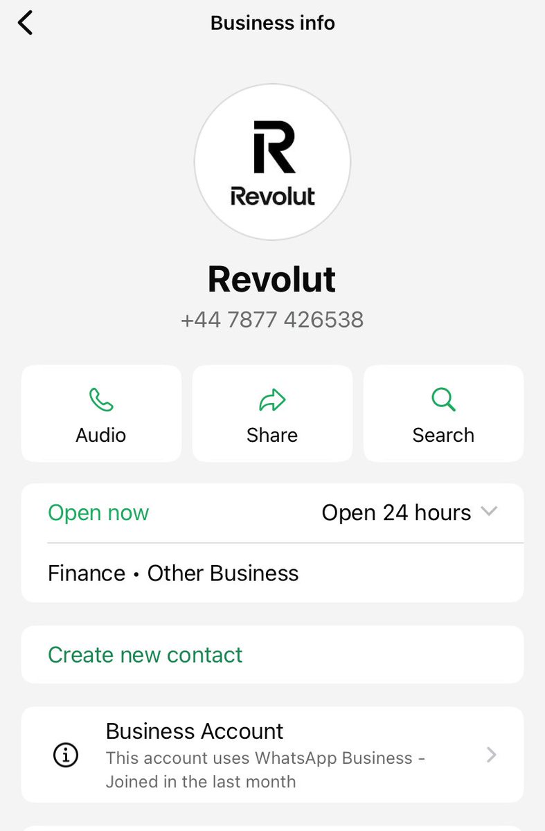 Hey @RevolutApp 
Have a look at this WhatsApp account.
I just had a missed call from them. I don't live in the UK and the number they called does not connect to any Revolut account.
I've already reported that account on WhatsApp, by the way.