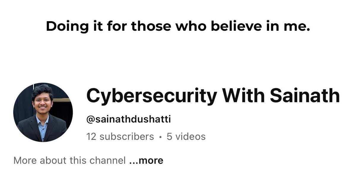sainathdushatti's tweet image. I created a YouTube channel to make content on cybersecurity.

Here’s the link: youtube.com/@sainathdushat…