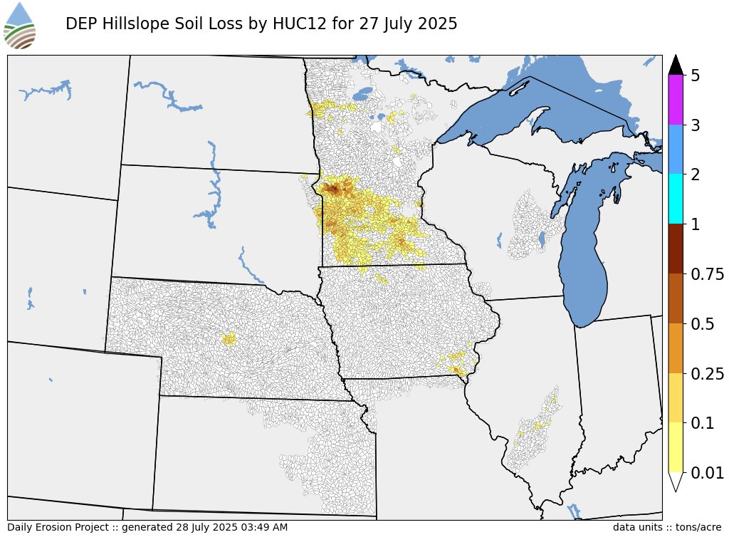 Daily Erosion output for July 27 2025 is available dailyerosion.org/map/#20250727/…