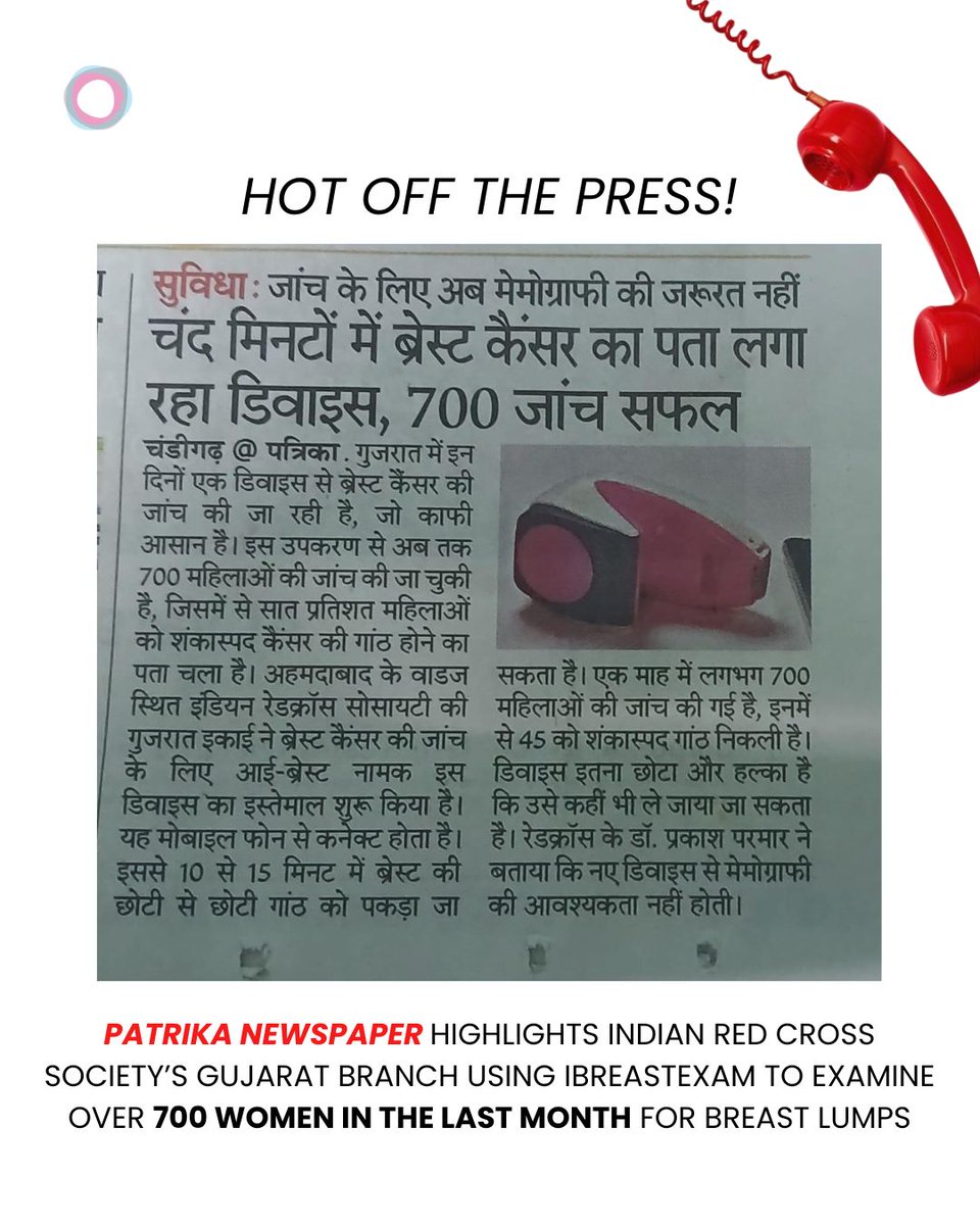 A breakthrough in breast cancer screening! Our iBreastExam device screened 700 women in Gujarat in under a month, with results in just 10–15 minutes— no pain, no radiation. Early detection, made easy and accessible. #BreastCancerAwareness #HealthTech