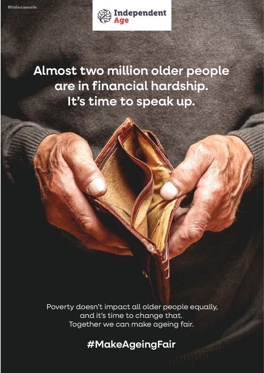 Laura Ring (@lauraringdesign) on Twitter photo One Minute Brief of the Day: Create posters that encourage people to speak up for the almost two million older people in financial hardship. #MakeAgeingFair
<a href="/IndependentAge/">Independent Age</a> <a href="/OneMinuteBriefs/">One Minute Briefs ⏱️</a> One Minute Brief of the Day: Create posters that encourage people to speak up for the almost two million older people in financial hardship. #MakeAgeingFair
<a href="/IndependentAge/">Independent Age</a> <a href="/OneMinuteBriefs/">One Minute Briefs ⏱️</a>