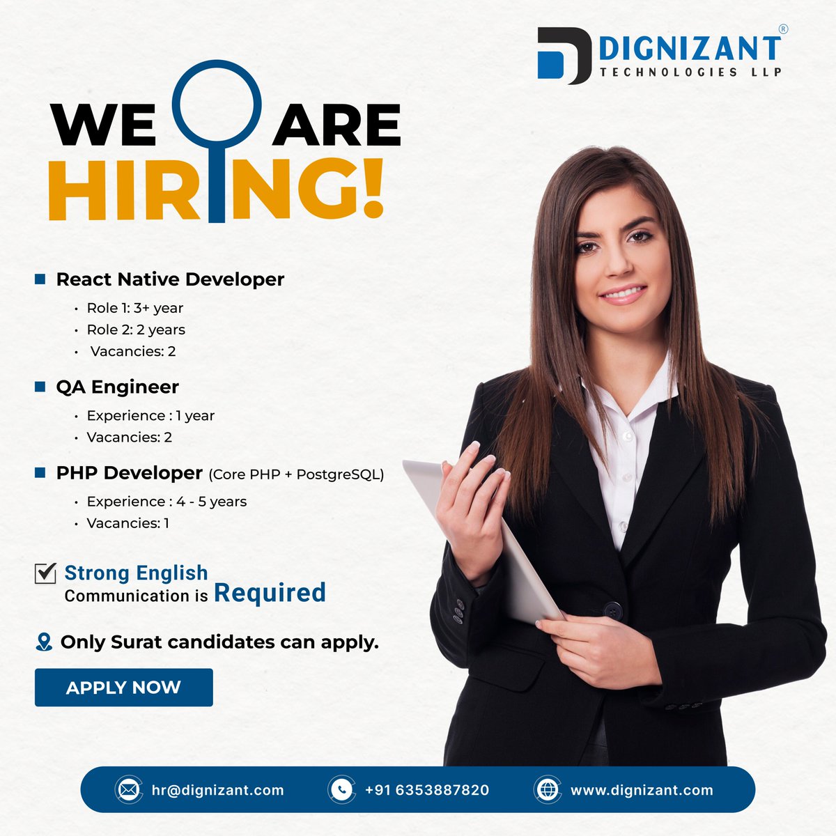 Dignizant Technologies (@dignizant) on Twitter photo ๐งโ๐ป๐ช๐ ๐๐ฅ๐ ๐๐๐ฅ๐๐ก๐! ๐
๐๐ฉ๐ฉ๐ฅ๐ฒ ๐๐จ๐ฐ:
๐ง ๐๐บ๐ฎ๐ถ๐น: hr@dignizant.com
๐ ๐ฃ๐ต๐ผ๐ป๐ฒ: +91 6353887820
๐ ๐ช๐ฒ๐ฏ๐๐ถ๐๐ฒ: dignizant.com
#WeAreHiring #ReactNative #QAJobs #PHPDeveloper #HiringNow #SuratJobs #CareerOpportunity #JoinOurTeam #DignizantFamily ๐งโ๐ป๐ช๐ ๐๐ฅ๐ ๐๐๐ฅ๐๐ก๐! ๐
๐๐ฉ๐ฉ๐ฅ๐ฒ ๐๐จ๐ฐ:
๐ง ๐๐บ๐ฎ๐ถ๐น: hr@dignizant.com
๐ ๐ฃ๐ต๐ผ๐ป๐ฒ: +91 6353887820
๐ ๐ช๐ฒ๐ฏ๐๐ถ๐๐ฒ: dignizant.com
#WeAreHiring #ReactNative #QAJobs #PHPDeveloper #HiringNow #SuratJobs #CareerOpportunity #JoinOurTeam #DignizantFamily