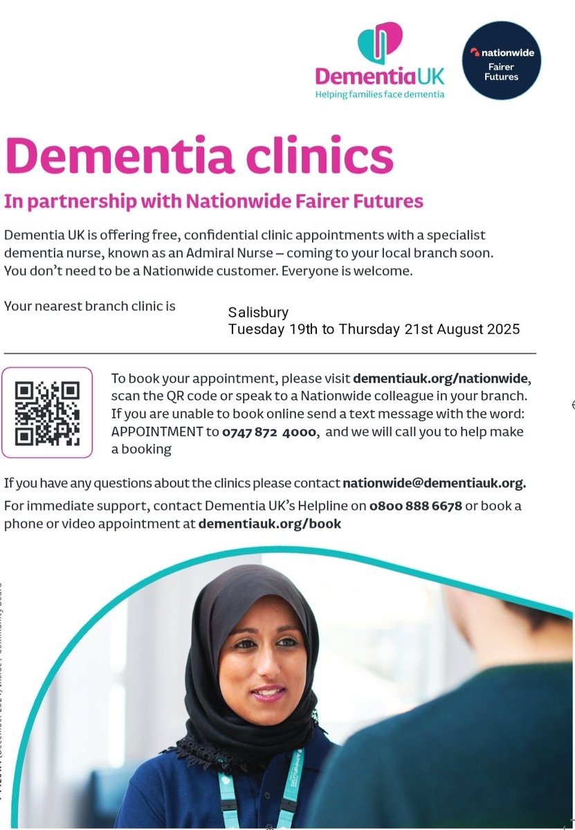 If you support people living with #Dementia or their #Carers, these clinics from <a href="/DementiaUK/">Dementia UK</a> in #Salisbury are available. <a href="/AlzheimersSupp/">Alzheimer's Support</a> <a href="/SalisburyNHS/">Salisbury Hospital</a> <a href="/OdstockRadio/">Radio Odstock www.radioodstock.org.uk</a> @