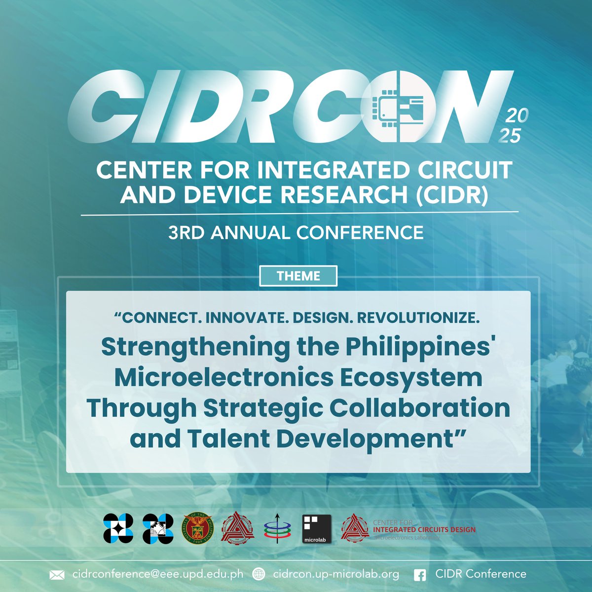 Official_UPD's tweet image. Join the “3rd Annual CIDR Conference” on Aug. 11–12, 9 a.m.–5 p.m., at the Novotel Manila, Araneta City, Cubao.
Interested participants may confirm their participation via email at cidrconference@eee.upd.edu.ph.
For more information, visit cidrcon.up-microlab.org.