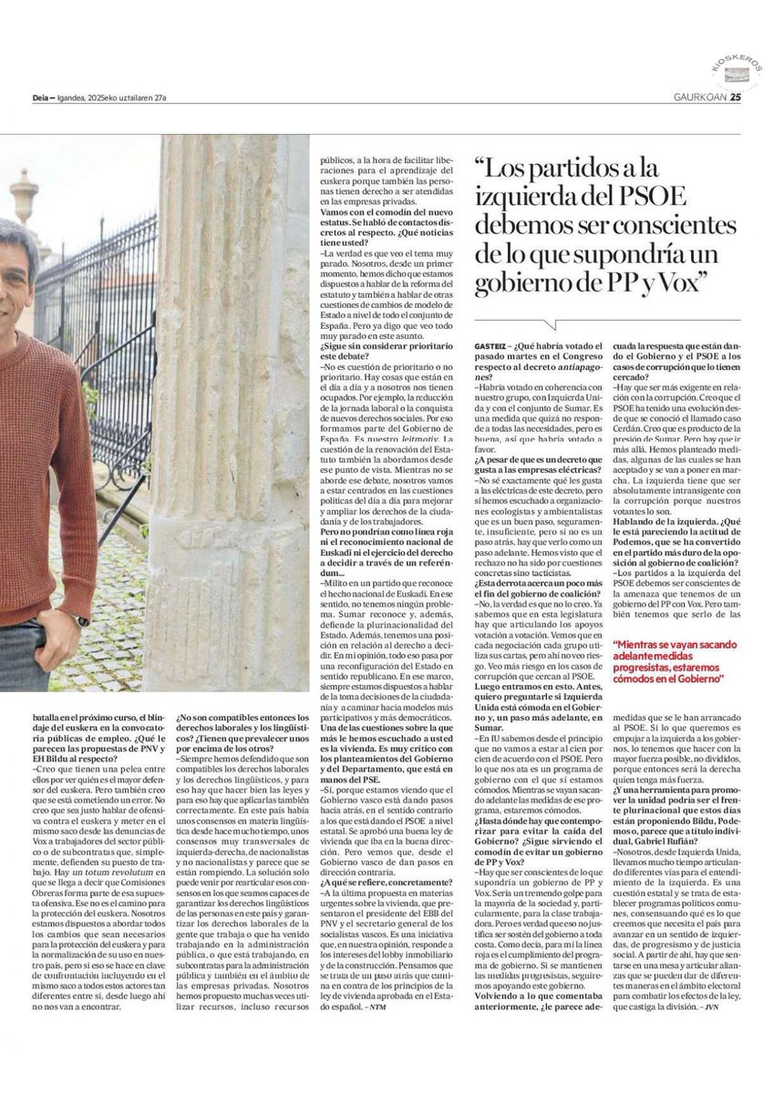 Entrevista a Jon Hernández <a href="/txonigorri/">Jon Hernández</a> en <a href="/deia_eus/">DEIA</a>.

"En el Pacto de Salud el Gobierno ha escuchado más a Confebask que a los sindicatos de Osakidetza". 

deia.eus/politica/2025/…