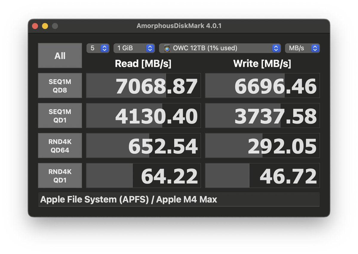 HAMOloid's tweet image. OWC ThunderBlade X12 (24TB)
Mac直挿し爆速すぎる
Time Machineに12TB
音源ライブラリ、DropBoxやプロジェクトデータ用に12TBでボリューム分けた。