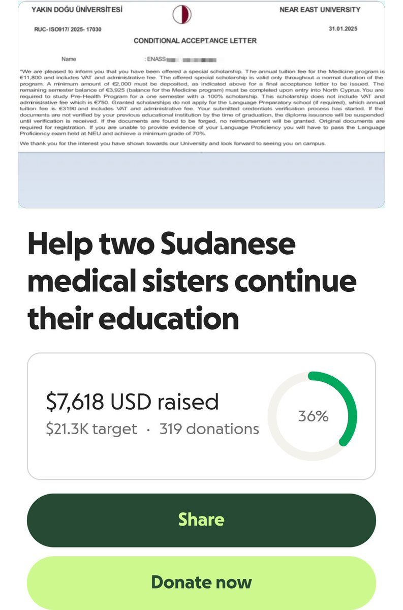In 2 weeks only 3 donations came in!
Please help me continue medicine school, I've already missed three chances because i didn't have the money &amp; couldn't raise enough for it

can we reach 8k by the weekend? It's Less than $400 away
PLEASE MAKE DONATIONS!
gofund.me/802a07a9