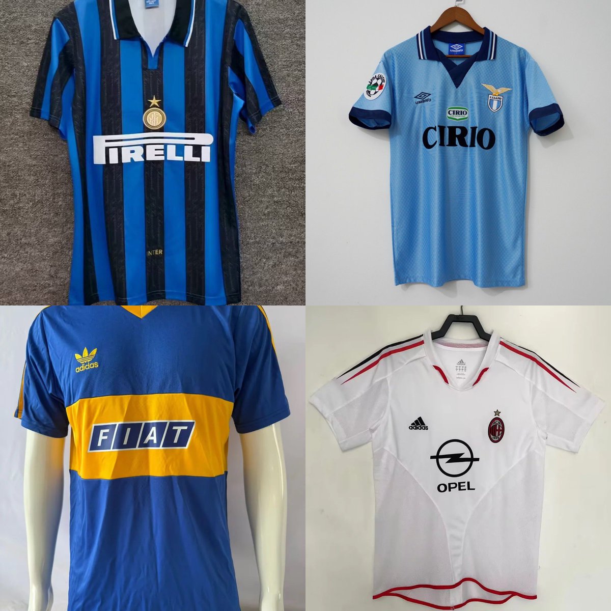Nuevas camisetas retro 🏆🔥
🔵⚫ Inter de Milán de Ronaldo
🔵 Lazio de Nesta
💛💙 Boca Juniors de Maradona
⚪🔴 AC Milan de Shevchenko

Puedes comprarlas de tu jugador favorito.

Consigue la tuya ahora con nosotros 👕👇