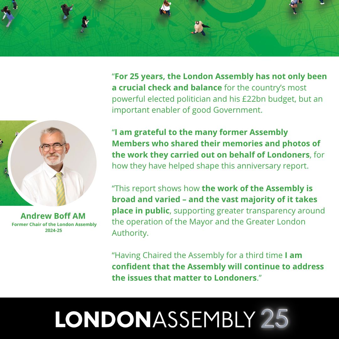 Today the London Assembly published its 25th anniversary Annual Report detailing how the Assembly has championed the issues that matter most to Londoners in 2024-25 and for the last 25 years. Find out more: london.gov.uk/who-we-are/wha…
