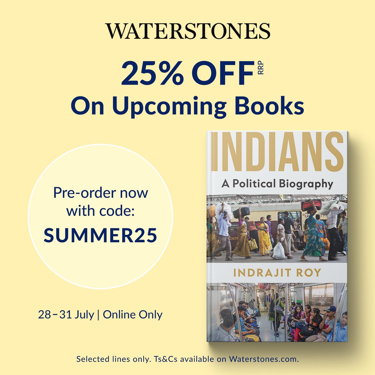IndrajitRoyYork's tweet image. Thrilled to say that @Waterstones is offering 25% on pre-orders for my forthcoming @HurstPublishers book #Indians: A political biography.
CODE BELOW 👇
Pls help share this far and wide. 🙏
@MikeDwyerMike