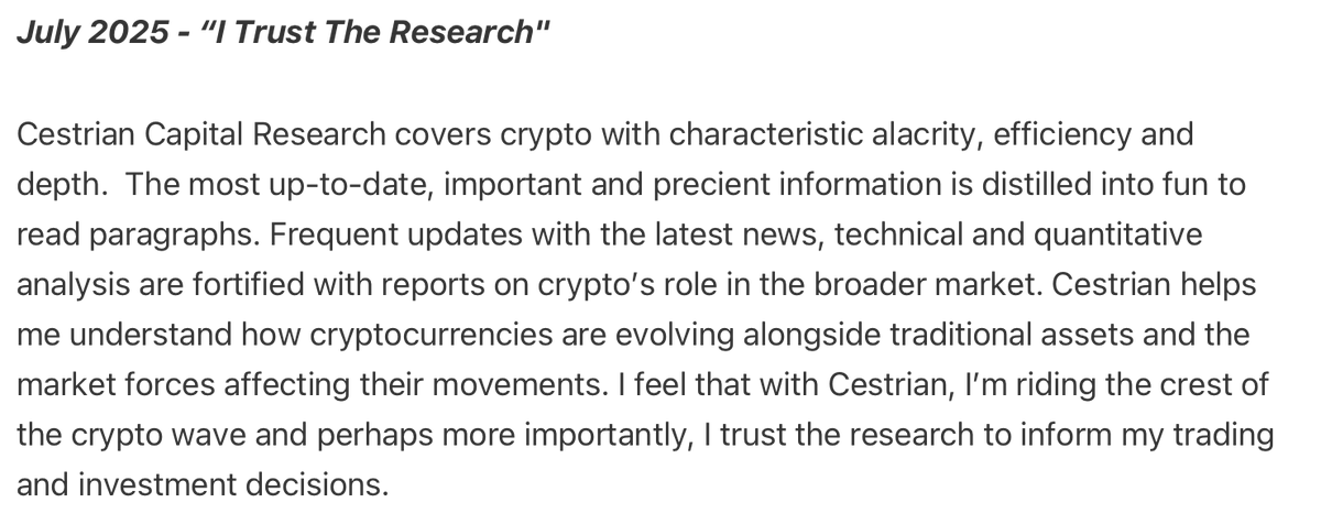 CestrianInc's tweet image. The latest testimonial for our Big Money Crypto service.  We’re flattered!

$ETH $BTC $SOL