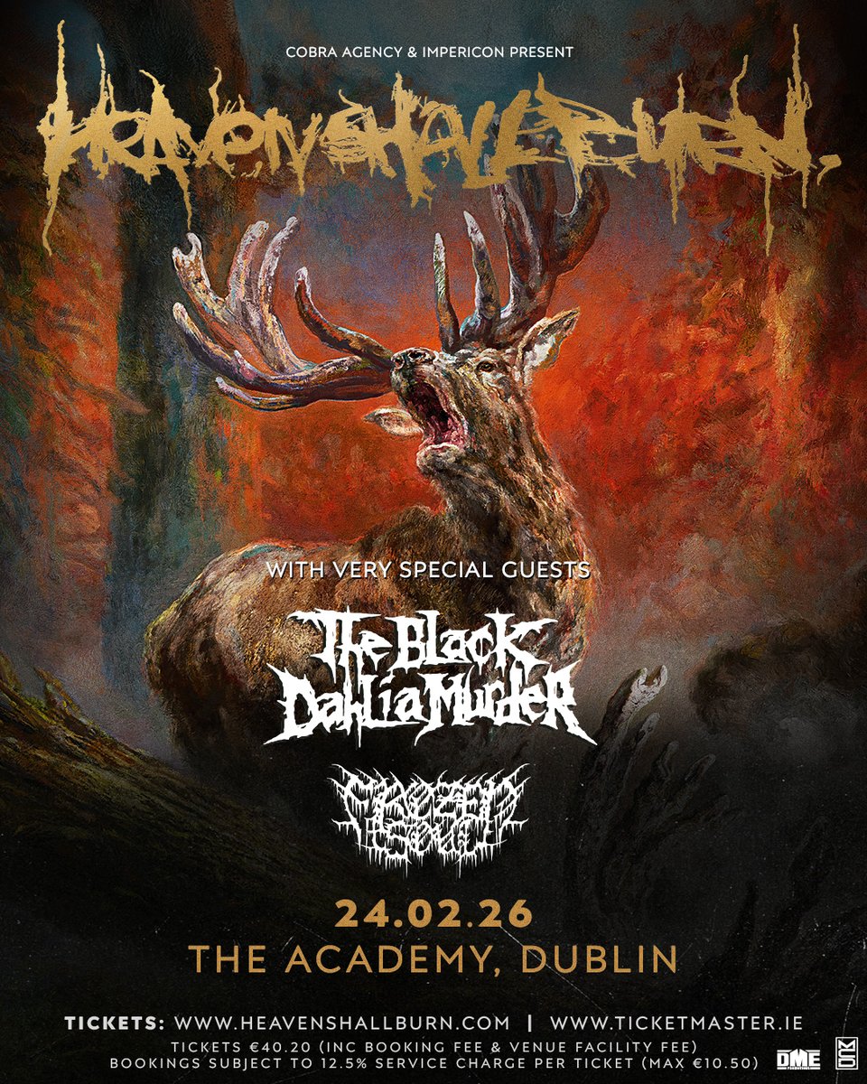 mcd_productions's tweet image. 𝑶𝑵 𝑺𝑨𝑳𝑬 𝑵𝑶𝑾🔥 German metal titans Heaven Shall Burn bring their ‘Heimat Over Europe’ Tour to The Academy, Dublin on 24th February 2026.
➡️ bit.ly/HeavenShallBur…