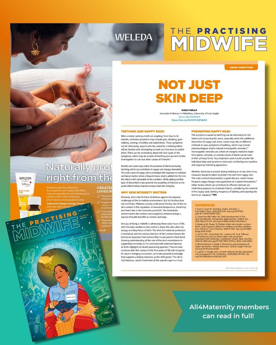 TPM_Journal's tweet image. 'It's not just skin deep' midwife Kelda Folliard explores the incredible role of infant skin:
An open-access article, a must-read for midwives, health visitors and anyone involved in baby care — practical, compassionate, and grounded in evidence.
all4maternity.com/not-just-skin-…