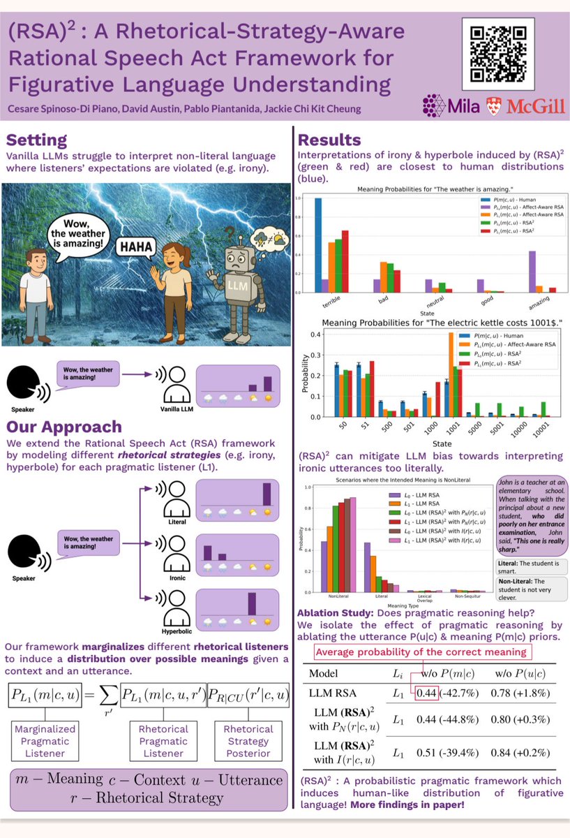 Cesare Spinoso-Di Piano (@cesare_spinoso) on Twitter photo How can we use models of cognition to help LLMs interpret figurative language (irony, hyperbole) in a more human-like manner? Come to our #ACL2025NLP poster on Wednesday at 11AM (exhibit hall - exact location TBA) to find out! <a href="/McGill_NLP/">McGill NLP</a> <a href="/Mila_Quebec/">Mila - Institut québécois d'IA</a> <a href="/aclmeeting/">ACL 2025</a> How can we use models of cognition to help LLMs interpret figurative language (irony, hyperbole) in a more human-like manner? Come to our #ACL2025NLP poster on Wednesday at 11AM (exhibit hall - exact location TBA) to find out! <a href="/McGill_NLP/">McGill NLP</a> <a href="/Mila_Quebec/">Mila - Institut québécois d'IA</a> <a href="/aclmeeting/">ACL 2025</a>