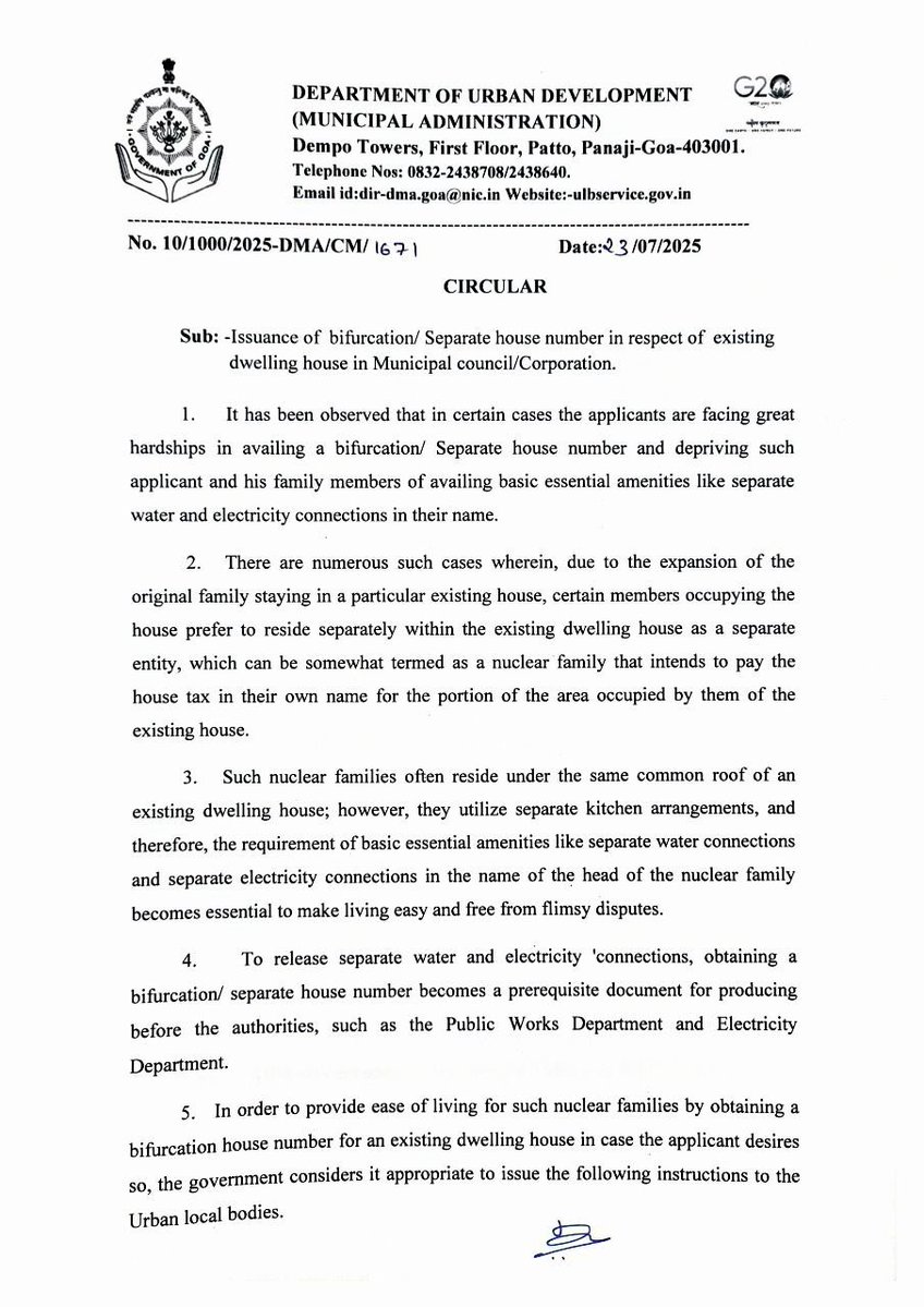 DrPramodPSawant's tweet image. Pleased to announce a citizen-friendly reform for families in shared homes across Goa in Municipal areas.
𝐊𝐞𝐲 𝐇𝐢𝐠𝐡𝐥𝐢𝐠𝐡𝐭𝐬:
👉🏼 Families can now get separate house numbers for portions of existing homes, allowing independent water and electricity connections.
👉🏼 No…