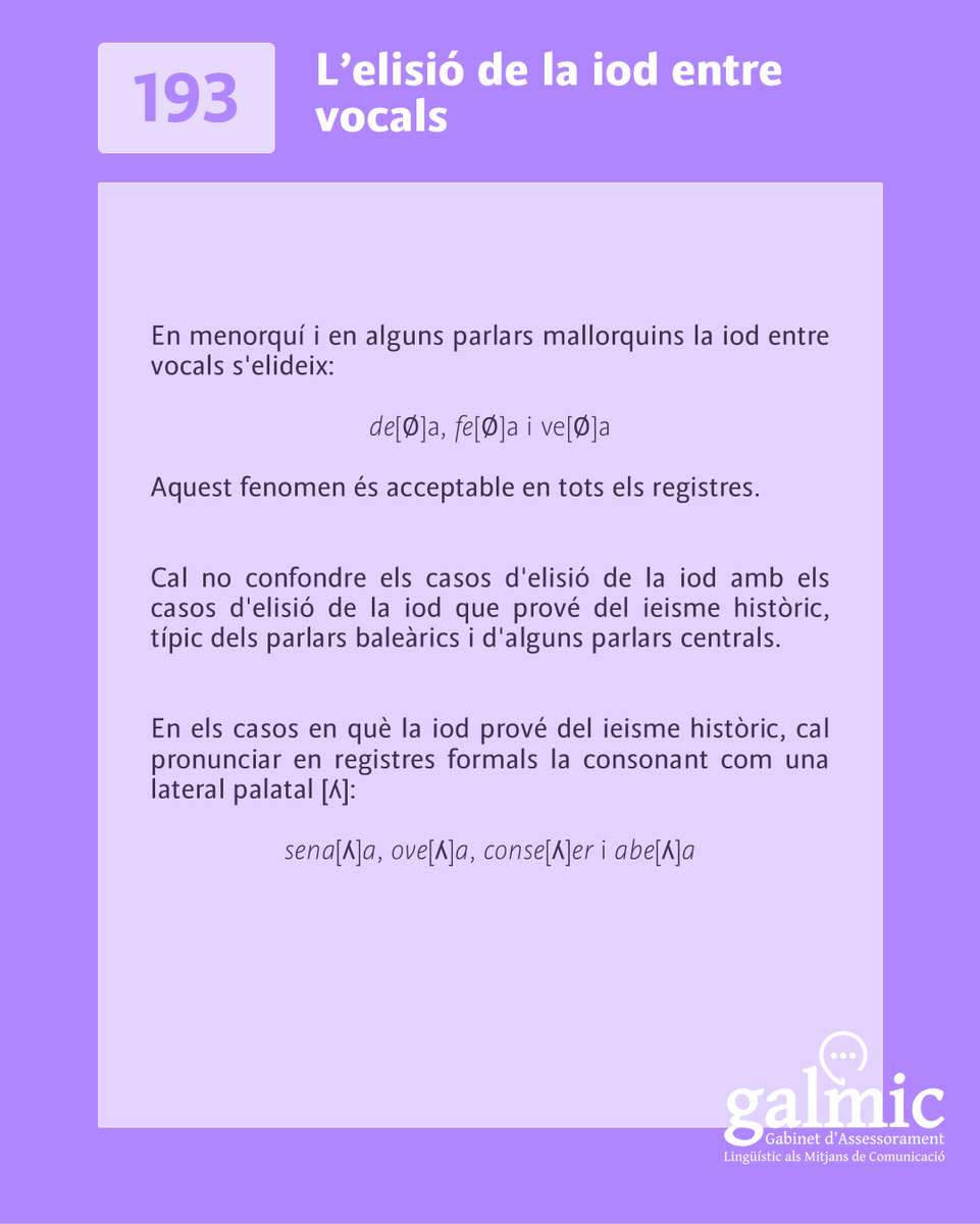 galmicuib's tweet image. 🕵️♀️ En alguns parlars la iod entre vocals desapareix. Resolem el misteri amb la #FitxaLingüística 193.
🌐 Recorda que pots llegir la fitxa sencera al nostre web: blocs.uib.cat/galmic/fitxa/l…