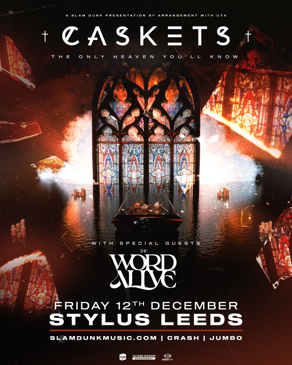 slamdunkpresent's tweet image. New show, just announced! A powerhouse alternative outfit born out of Leeds, @Caskets_band play a hometown show at Stylus (@leedsunievents) with special guests @TheWordAlive on Friday 12th December 🔥
Tickets go on sale Friday 10am from slamdunkmusic.seetickets.com/event/caskets/…