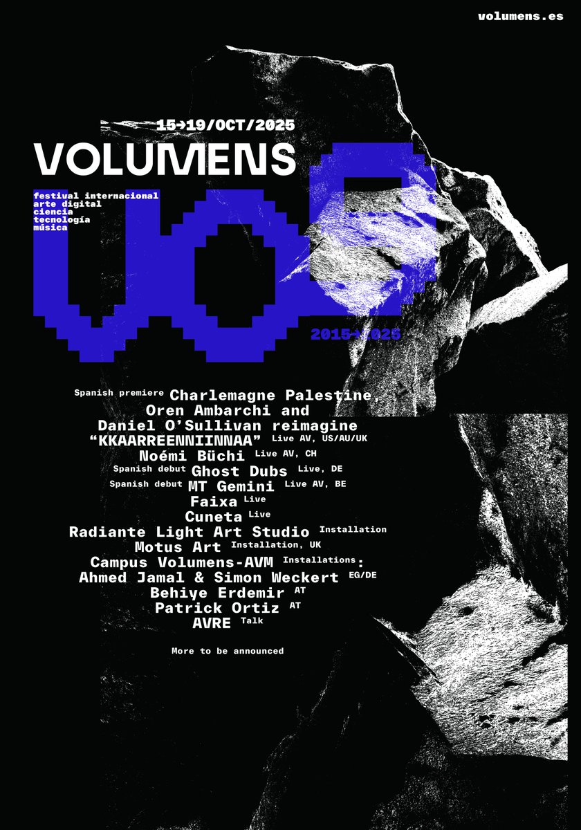 Volumens 2025: 15th to 19th october.
🔹 First confirmations and more info: volumens.es