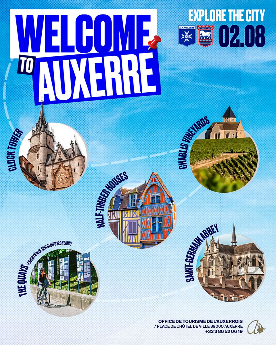 AJ Auxerre (@aja) on Twitter photo ๐ด๓ ง๓ ข๓ ฅ๓ ฎ๓ ง๓ ฟ Dear <a href="/IpswichTown/">Ipswich Town</a> fans,
We look forward to welcoming you to our beautiful region and our legendary Abbรฉ Deschamps Stadium.
๐ Tickets : mainticketoffice@itfc.co.uk
๐ Tourism : info@ot-auxerre.fr ๐ด๓ ง๓ ข๓ ฅ๓ ฎ๓ ง๓ ฟ Dear <a href="/IpswichTown/">Ipswich Town</a> fans,
We look forward to welcoming you to our beautiful region and our legendary Abbรฉ Deschamps Stadium.
๐ Tickets : mainticketoffice@itfc.co.uk
๐ Tourism : info@ot-auxerre.fr