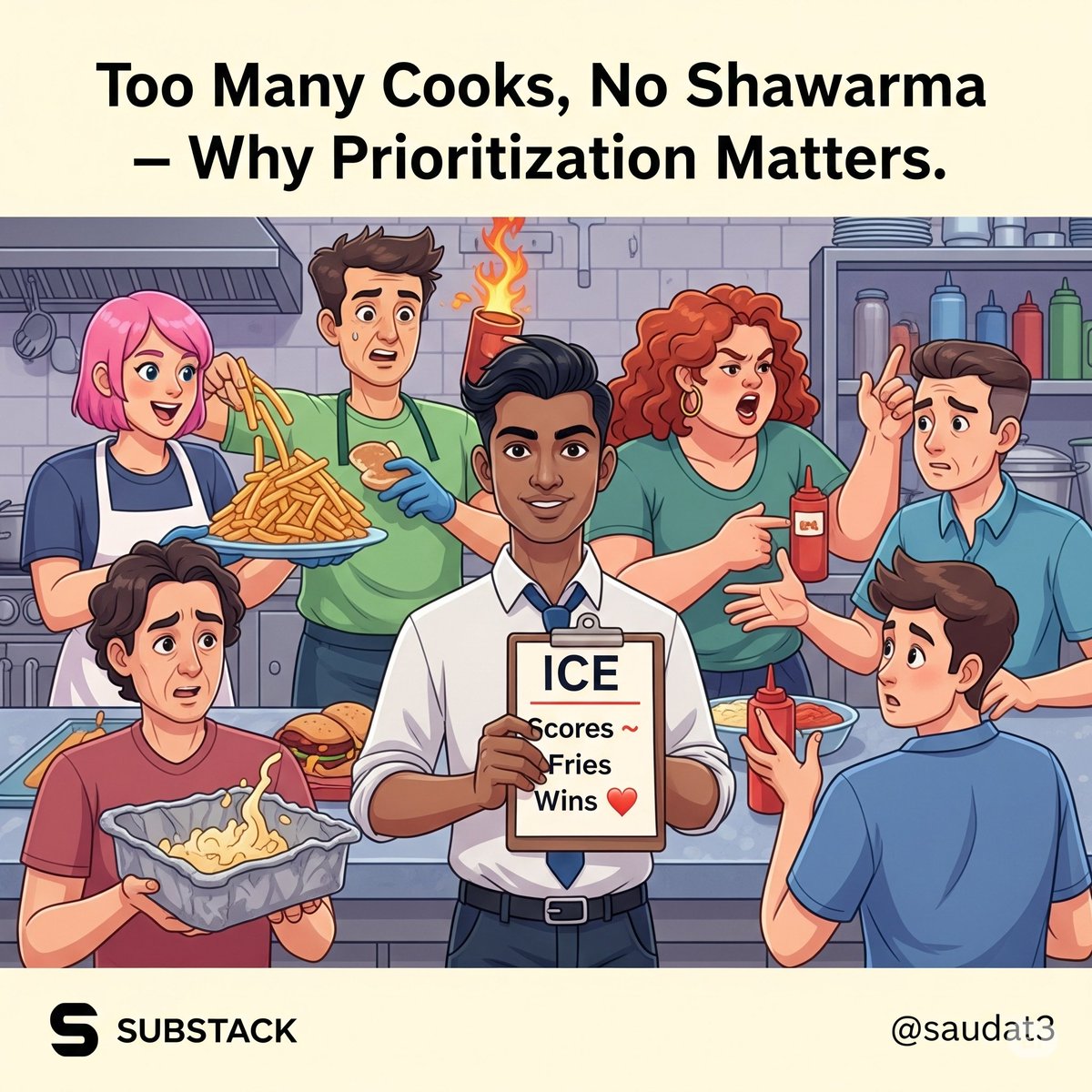 ImamSaudat's tweet image. Too many ideas. Not enough shawarma. 🥲
Everyone’s cooking something, but no one’s serving
In Episode 5, I break down prioritization how to stop the chaos and start shipping what matters.
Real PM lessons, wrapped in foil (with fries on the side).Read here: open.substack.com/pub/saudat3/p/…