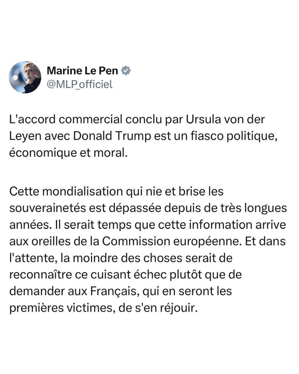 À l’inverse des libéraux qui prônent 0% de droits de douane, Mélenchon et Le Pen ont passé leur vie à vomir le libre-échange.

Ces apôtres du protectionnisme s’indignent aujourd’hui d’une hausse des droits de douane ?!

Hypocrites.