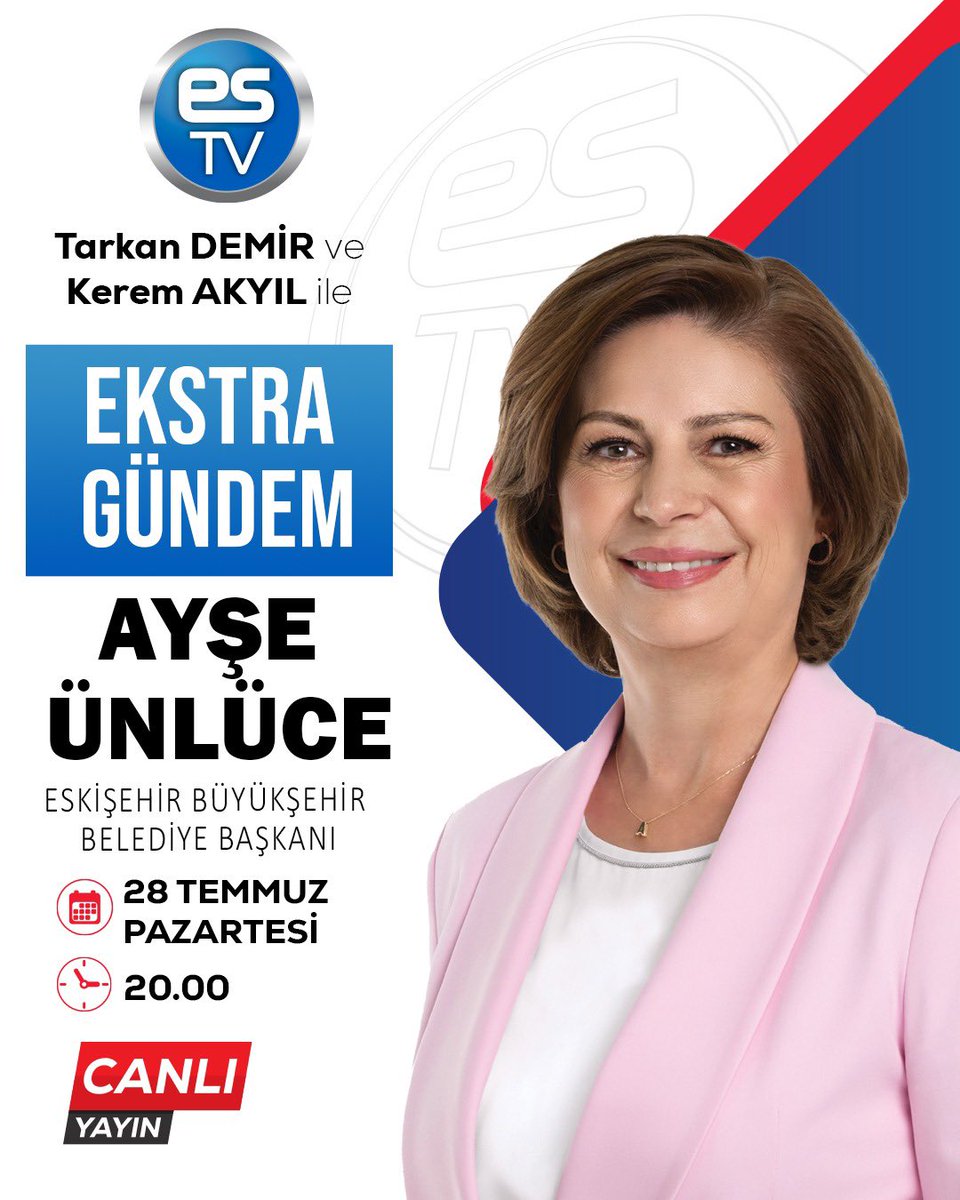 ayseunluce's tweet image. ES TV ekranlarında buluşalım! 📺
Sevgili hemşehrilerim, bu akşam saat 20.00’de ES TV ekranlarında değerli gazeteciler Tarkan Demir ve Kerem Akyıl’ın gündeme dair sorularını yanıtlayacağım.
İzlemeniz dileğiyle.