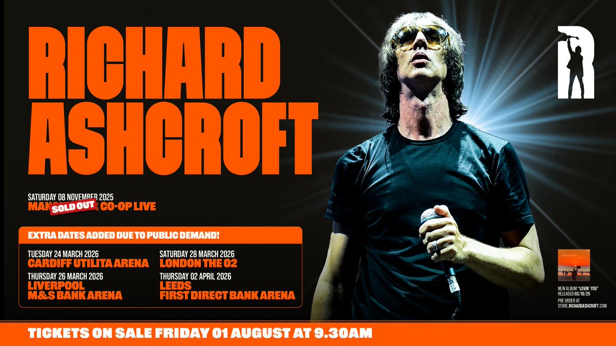 gigseekr's tweet image. Due to phenomenal demand for his recently announced Manchester show, @richardashcroft has added dates in Cardiff, Liverpool, London and Leeds!
Tickets go on general sale at 9:30am on Friday:
gigseekr.com/tour/jq4