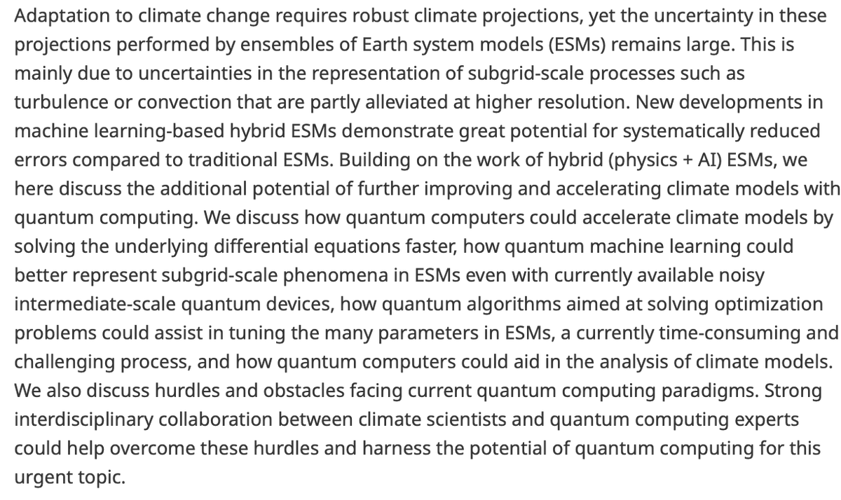 EnvDataScience's tweet image. Position paper published!
Opportunities and challenges of quantum computing for climate modeling
👉 bit.ly/4591Cyb
Mierk Schwabe, Lorenzo Pastori, Inés de Vega, @PierreGentine, Luigi Iapichino, Valtteri Lahtinen, Martin Leib, Jeanette Miriam Lorenz & Veronika Eyring