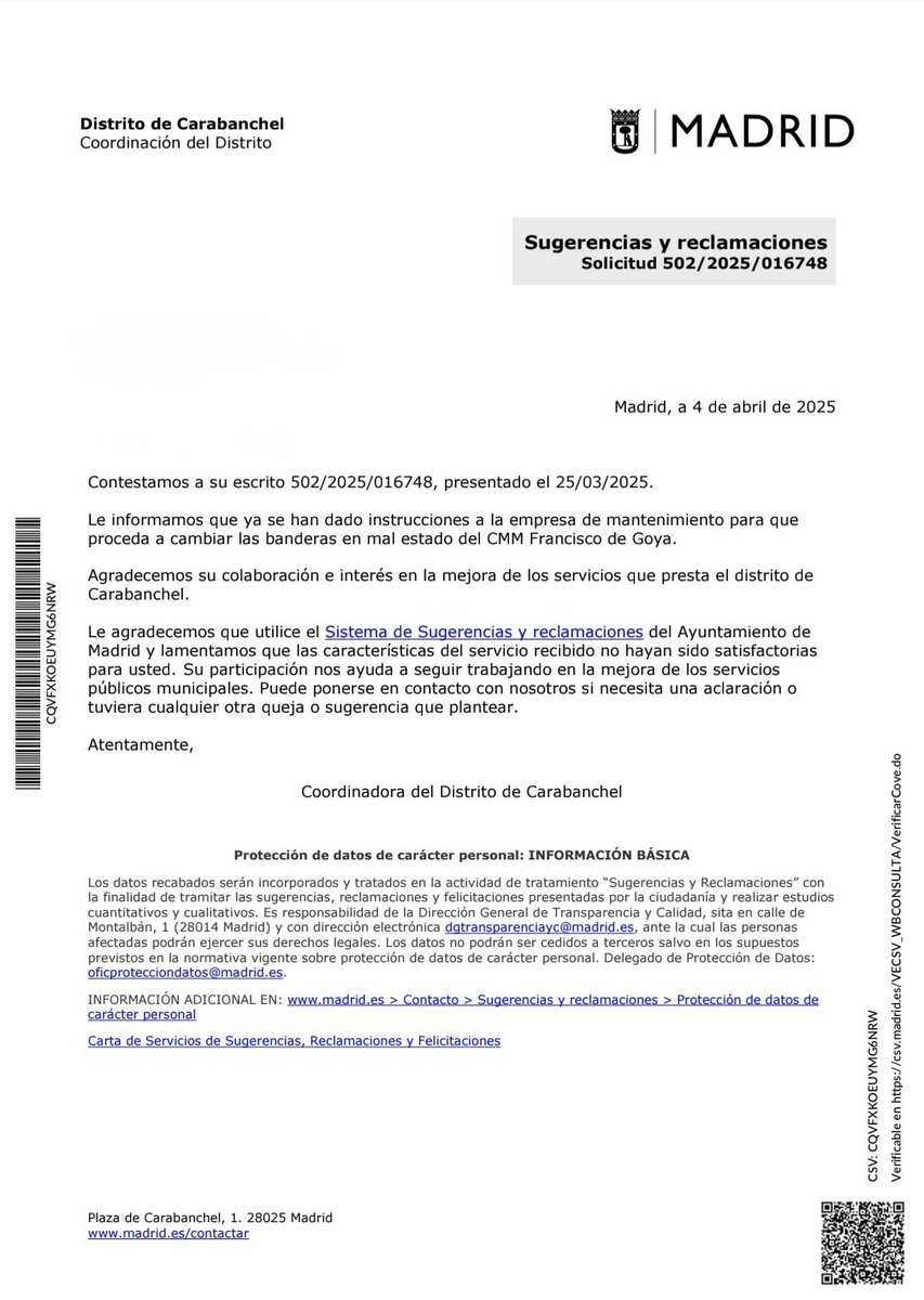 lmbcomlmb's tweet photo. @carlosizqtorres @MADRID @JMDCarabanchel @Lineamadrid Buenos dias. La banderas del Centro Municipal de Mayores Goya ( C/Alfredo Aleix 3 ). Ya puse reclamacion el 25 de marzo. Siguen igual a 28 de Julio. Vergonzoso. https://t.co/SRkKOI22Pl