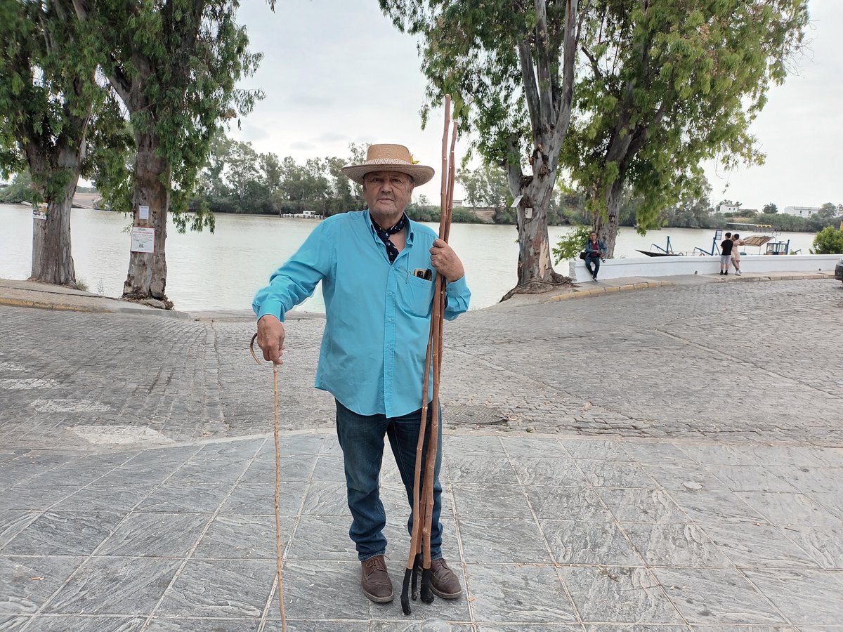 IAPHpatrimonio's tweet photo. En el trabajo de #documentación del @IAPHpatrimonio @CulturaAND para el proyecto #Guadalguía, Francisco, El Azul, ha sido una fuente fundamental para conocer el proceso de recolección, limpieza de nudos, quema y enderezamiento de #varas usadas en la romería del #Rocío https://t.co/lYJLSVlJGq