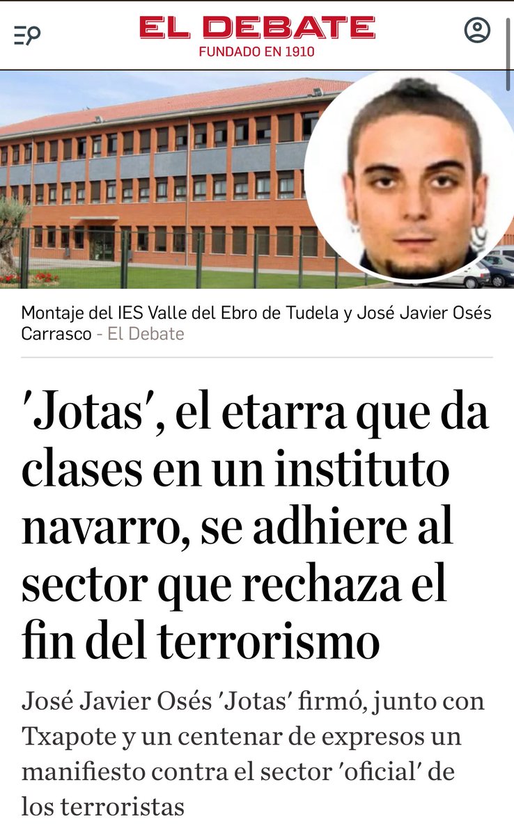 VoxNavarra's tweet image. El consejero de Educación del Gobierno Navarra, Carlos Gimeno, debería dimitir ahora mismo por blanquear el terrorismo de ETA.
Pero antes debería alejar a esta ETArrata de nuestros menores en Tudela.
🔗 eldebate.com/espana/2025072…