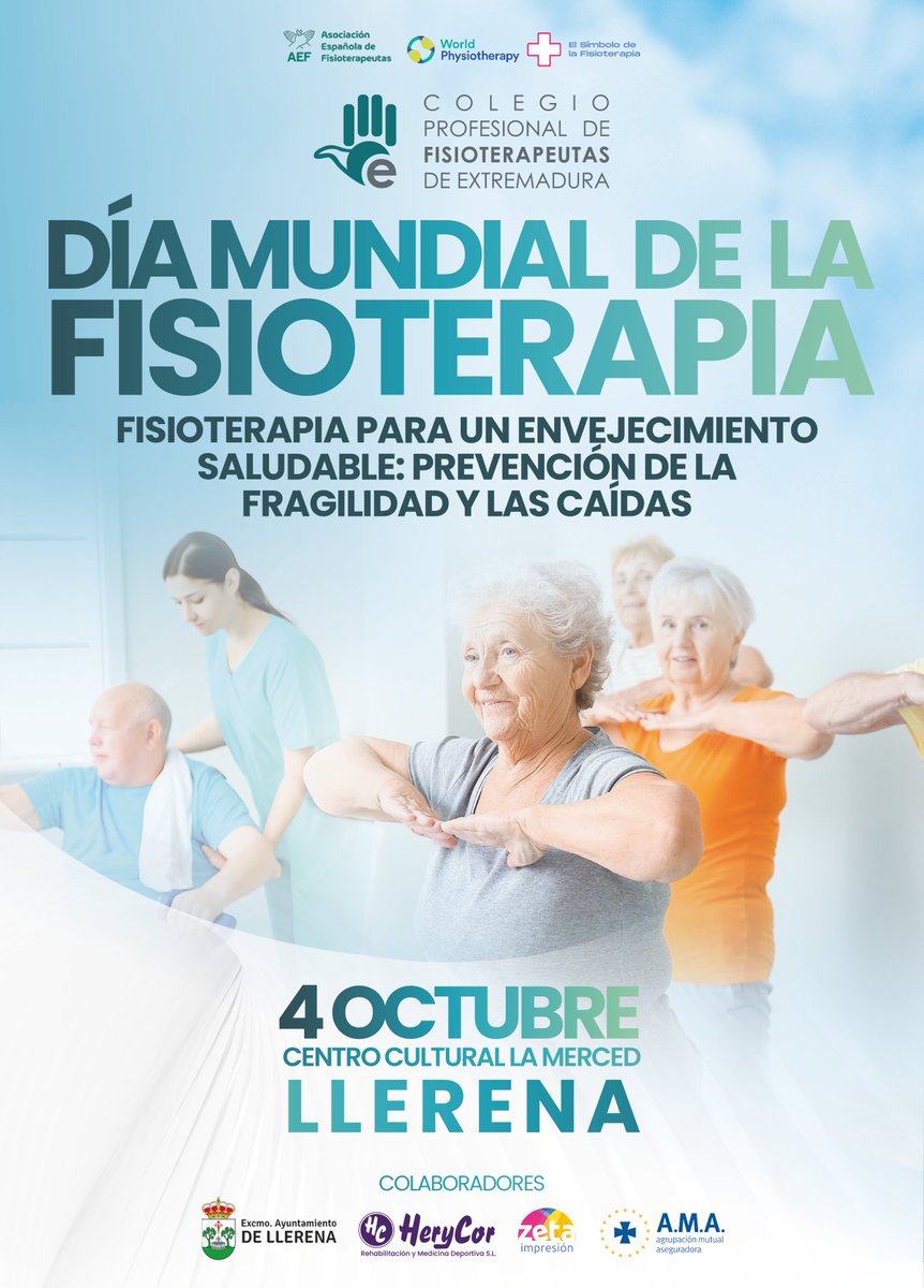 🎉 ¡Ya está aquí el Día Mundial de la Fisioterapia 2025! 🙌🏻❤️

📅 4 de octubre de 2025
🕚 11:00 h
📍 Centro Cultural “La Merced” | Llerena

👉🏻 Confirma tu asistencia antes del 6 de septiembre a través del formulario
htps://www.cofext.org/dia-mundial-de-la-fisioterapia-2025/