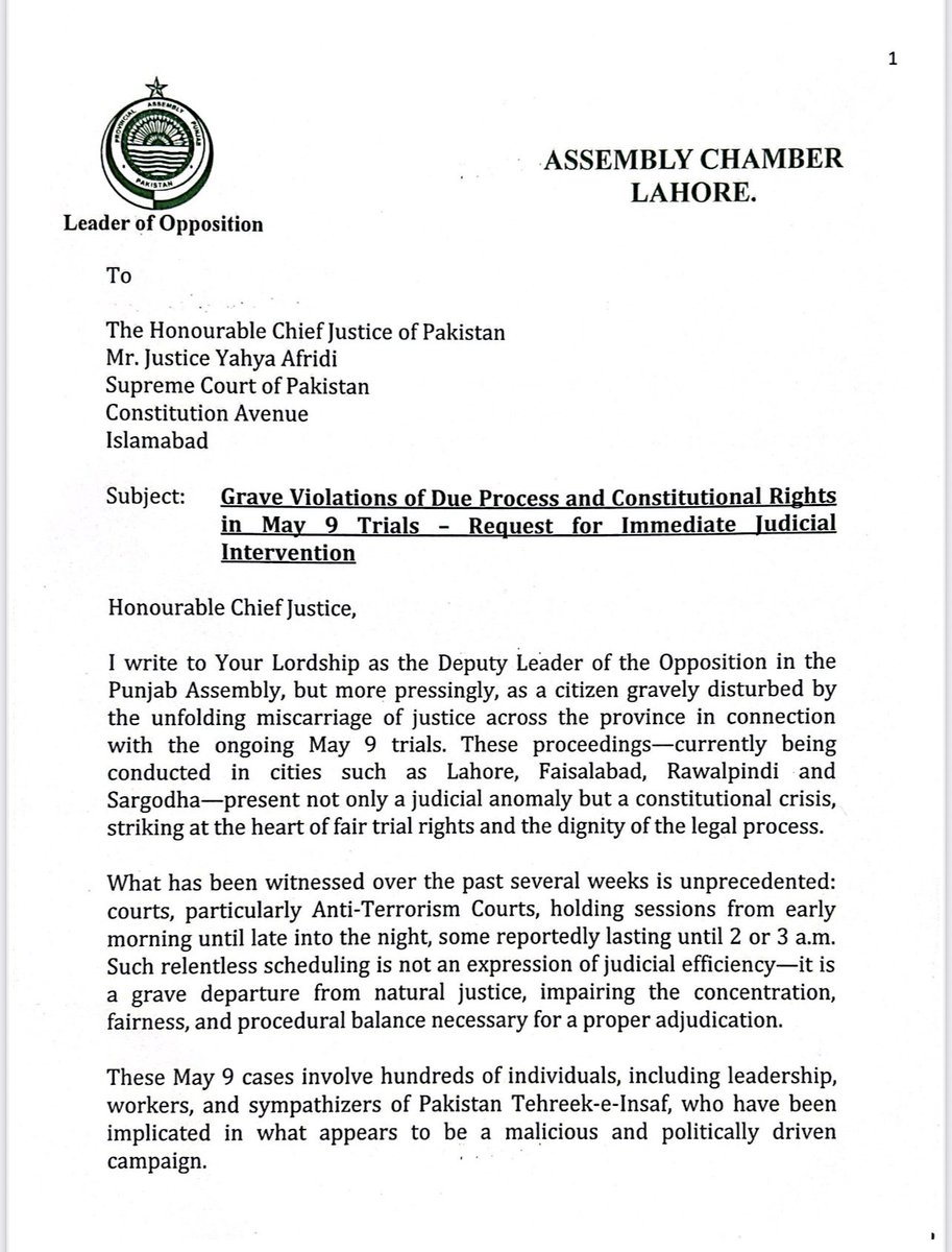 IKTodayPk's tweet image. عدالتی طریقہ کار کی سنگین خلاف ورزیوں، انصاف اور انسانی حقوق کی خلاف ورزیوں پر ڈپٹی اپوزیشن لیڈر پنجاب اسمبلی معین قریشی کا چیف جسٹس سپریم کورٹ آف پاکستان کو خط۔