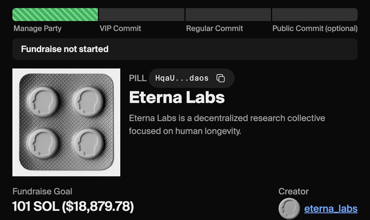 DAOSFUN MAKING A COMEBACK ???👀

Eterna Labs — with support from Daosfun and the legendary Pump Science (yep, the same crew behind $DRUGS that hit 50M MC).

Remember when I did 200x on $RIF and $URO?
Yeah… this gives me those vibes again.

DeSci szn is returning — and this time,
